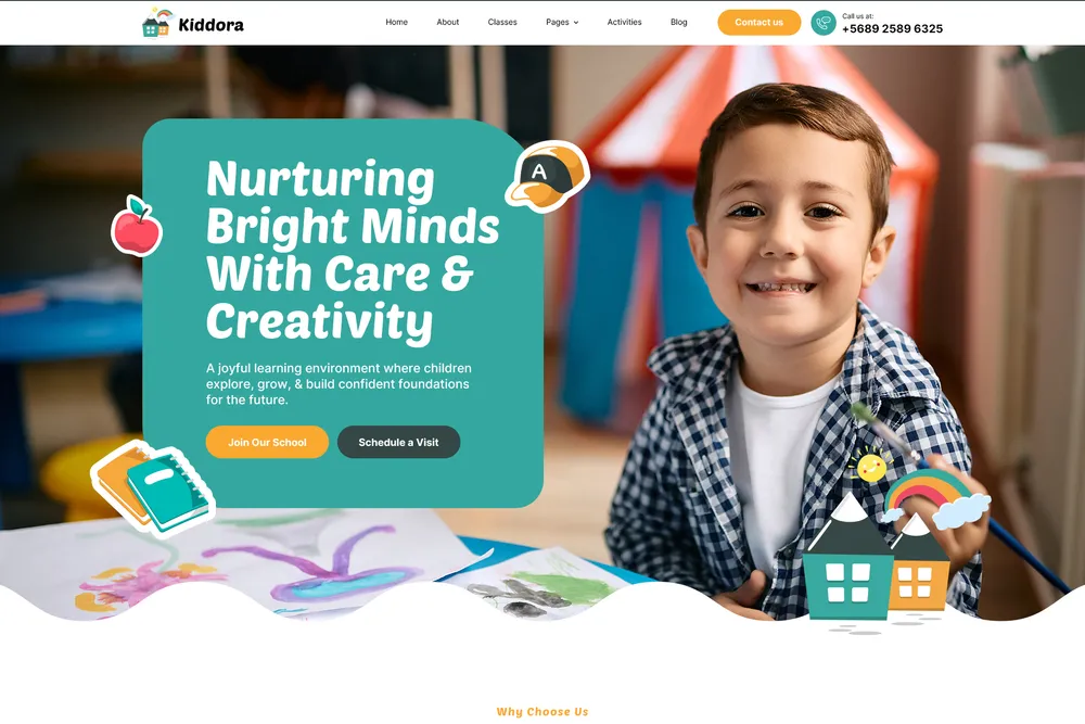 Kiddora website, kindergarten & early-learning school