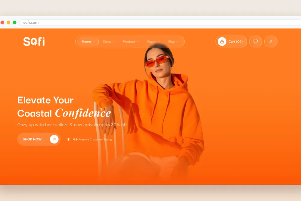 Sofi website, coastal fashion e-commerce store