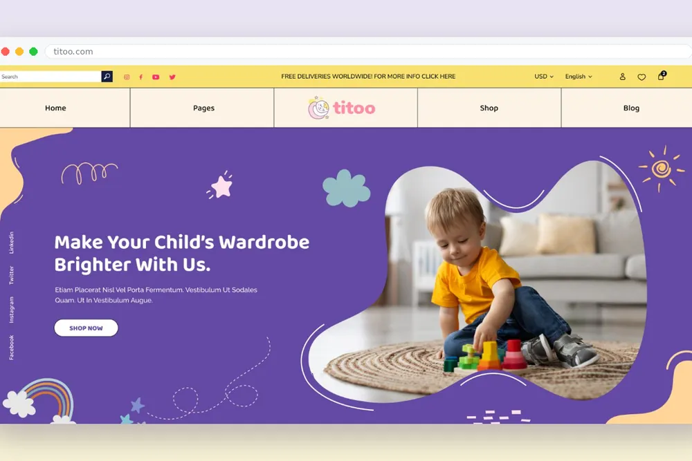 Titoo website, kids' clothing & toys store